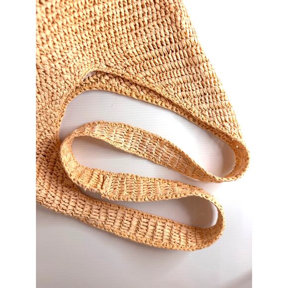 Boho Beach Bag Tote Straw Crochet Slouchy Summer Festival Farmer's Market Clean - Picture 3 of 11